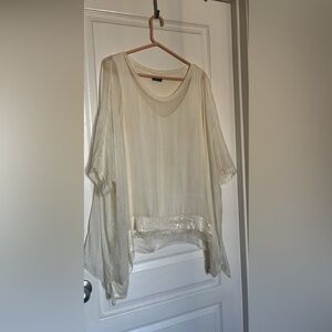 Silk Cream Sheer Women's Top